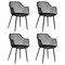 4pcs Black Dining Chairs Ergonomic Mesh Back Curved Seat Powder-Coated Metal